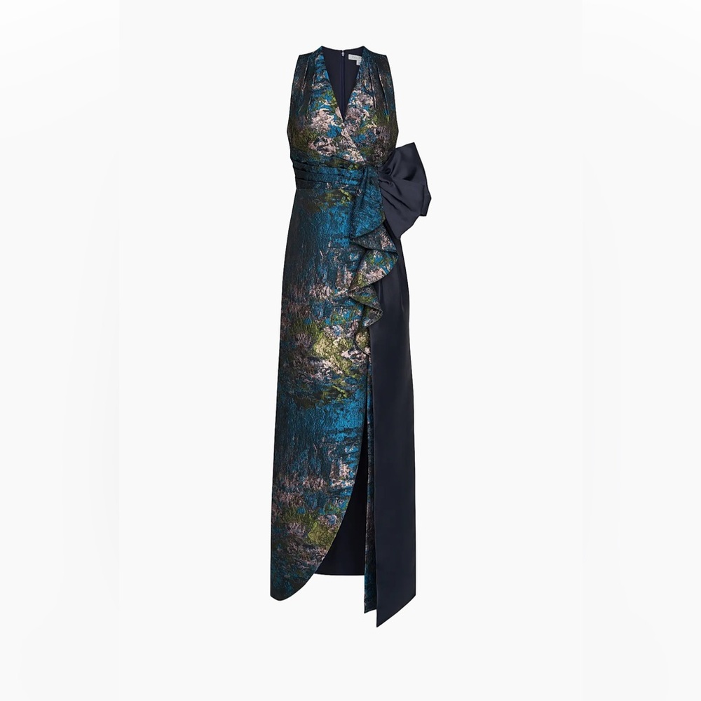 Kay Unger Asymmetrical Blue and Black Dress